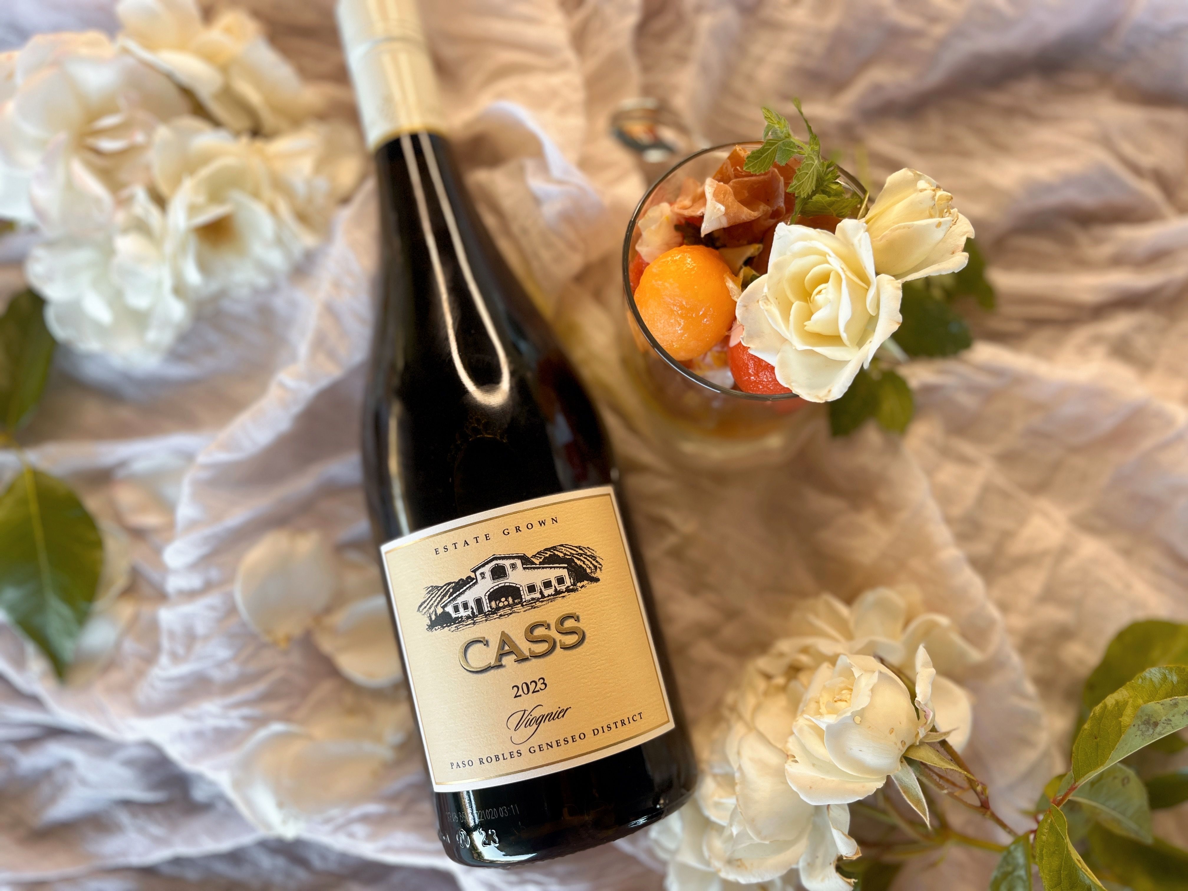 Cass Viognier pairs beautifully with the Proscuitto e Melone over Burrata Salad with lemon balm and rose petals